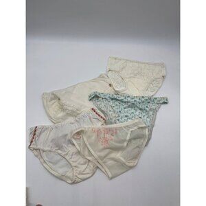 Vintage Lot or 5 1970's Panties size M Cotton and Silky Sexy Cute Lacy Flowers